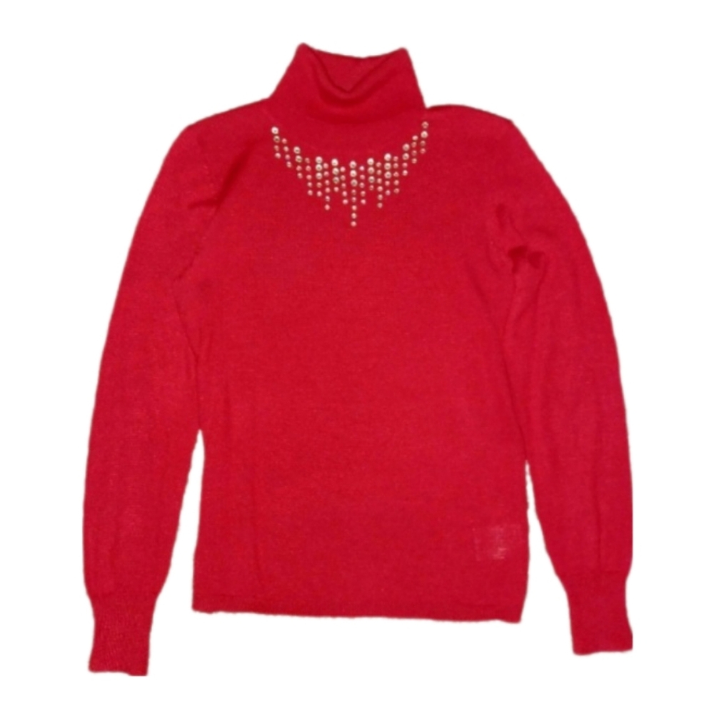 (3/$25) Ellen Tracy Rhinestone Turtleneck Sweater - Picture 2 of 5